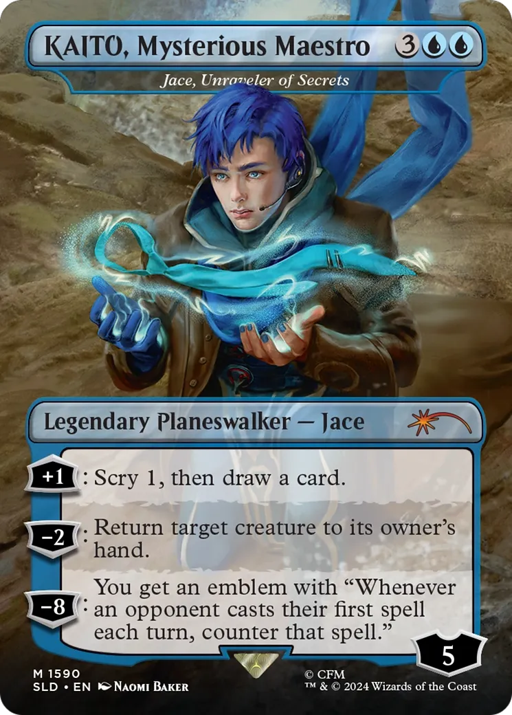 Jace, Unraveler of Secrets (SLD-1590) - [Secret Lair Drop] / KAITO, Mysterious Maestro (Borderless) Foil