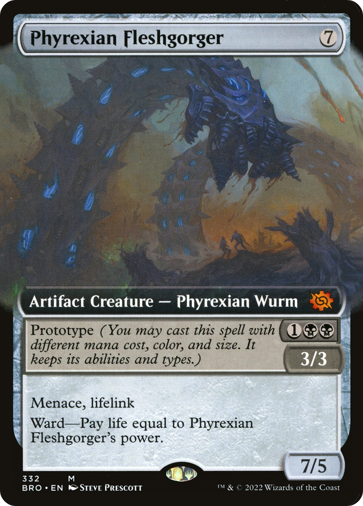 Phyrexian Fleshgorger (BRO-332) - [The Brothers' War]: (Extended Art) Foil