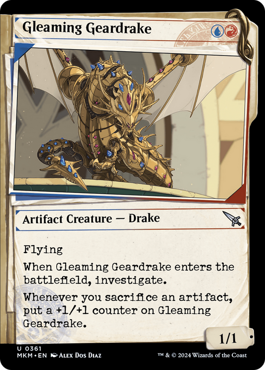 Gleaming Geardrake (MKM-361) - [Murders at Karlov Manor]: (Showcase) Foil