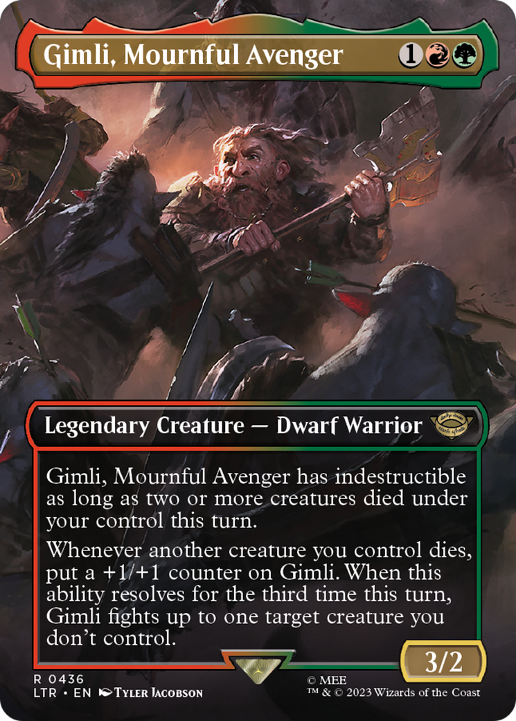 Gimli, Mournful Avenger (LTR-436) - [The Lord of the Rings: Tales of Middle-earth] (Borderless) Foil