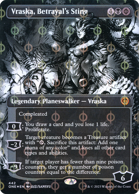 Vraska, Betrayal's Sting (ONE-442) - [Phyrexia: All Will Be One]: (Showcase) (Borderless) Foil