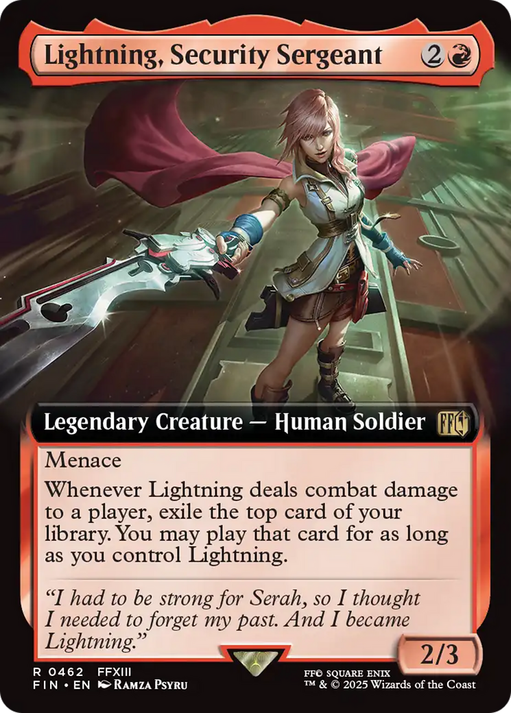 Lightning, Security Sergeant (FIN-462) - [FINAL FANTASY]: (Extended Art) Foil