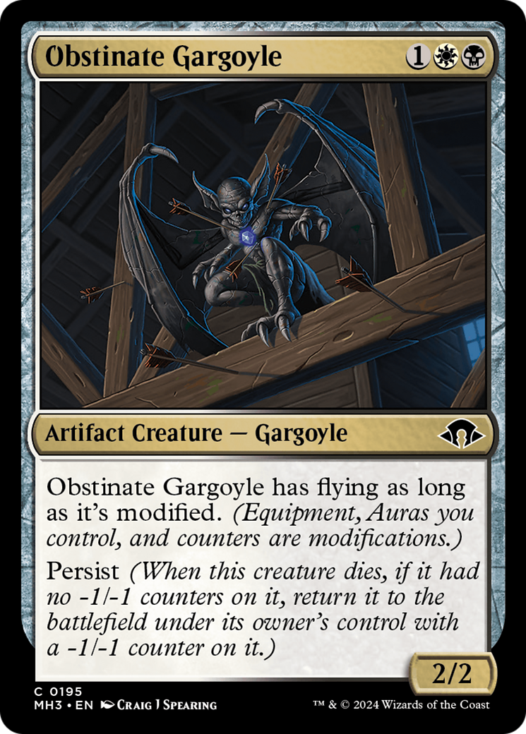 Obstinate Gargoyle (MH3-195) - [Modern Horizons 3] Foil