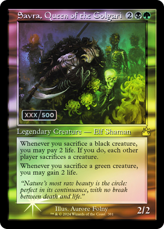 Savra, Queen of the Golgari (RVR-381Z) - [Ravnica Remastered] Foil