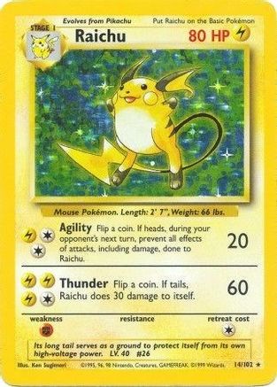 Raichu 14/102 - [Base Set] Holofoil