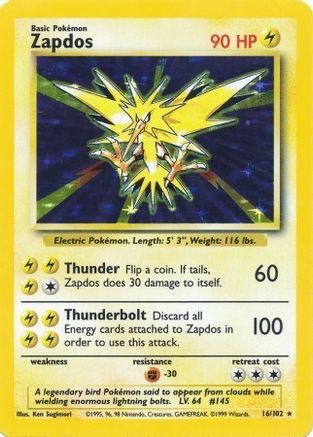 Zapdos 16/102 - [Base Set] Holofoil