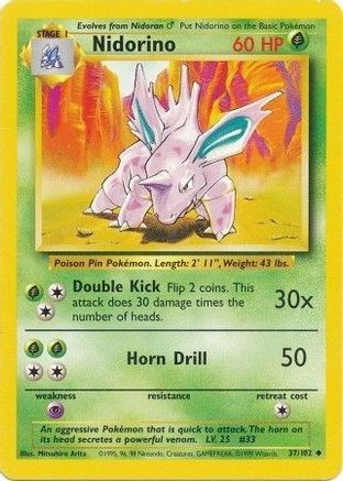 Nidorino 37/102 - [Base Set]
