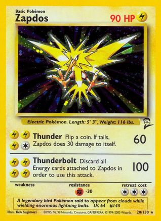 Zapdos 20/130 - [Base Set 2] Holofoil