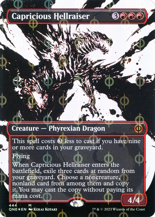 Capricious Hellraiser (ONE-444) - [Phyrexia: All Will Be One]: (Showcase) (Borderless) Foil