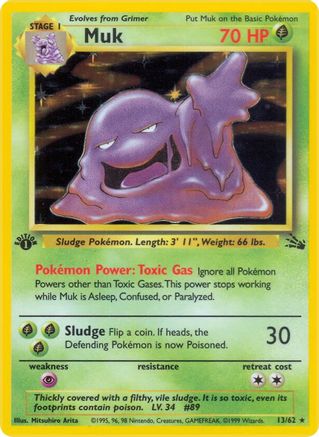 Muk (13) 13/62 - [Fossil] 1st Edition Holofoil