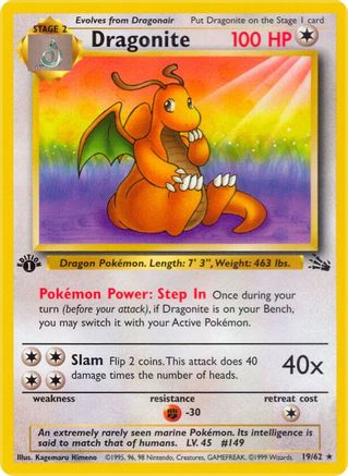 Dragonite (19) 19/62 - [Fossil] 1st Edition