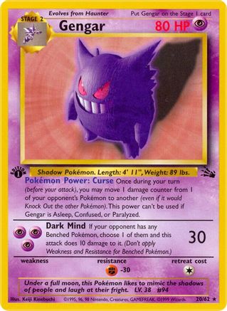 Gengar (20) 20/62 - [Fossil] 1st Edition