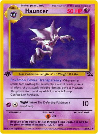 Haunter (21) 21/62 - [Fossil] 1st Edition