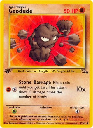 Geodude 47/62 - [Fossil] 1st Edition
