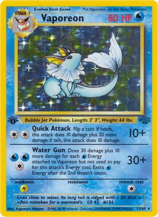 Vaporeon (12) 12/64 - [Jungle] 1st Edition Holofoil