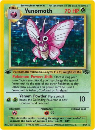 Venomoth (13) 13/64 - [Jungle] 1st Edition Holofoil