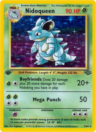 Nidoqueen (7) 7/64 - [Jungle] 1st Edition Holofoil
