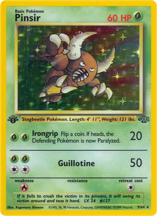 Pinsir (9) 9/64 - [Jungle] 1st Edition Holofoil