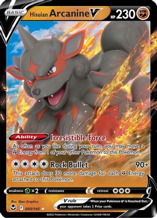 Hisuian Arcanine V (090/195) [Épée et bouclier : Tempête d'argent] 