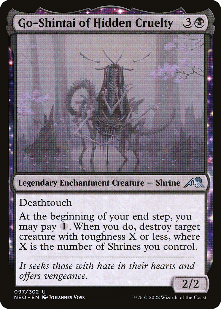 Go-Shintai of Hidden Cruelty (NEO-097) - [Kamigawa: Neon Dynasty]: (enchantment)