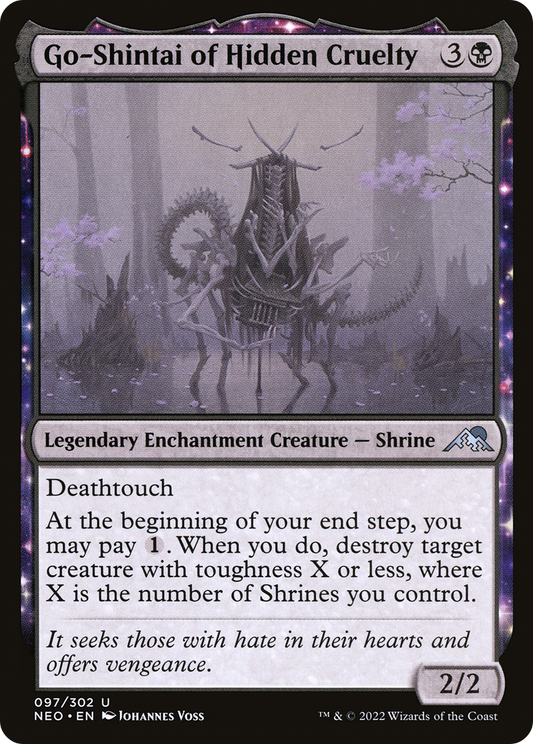 Go-Shintai of Hidden Cruelty (NEO-097) - [Kamigawa: Neon Dynasty]: (enchantment)