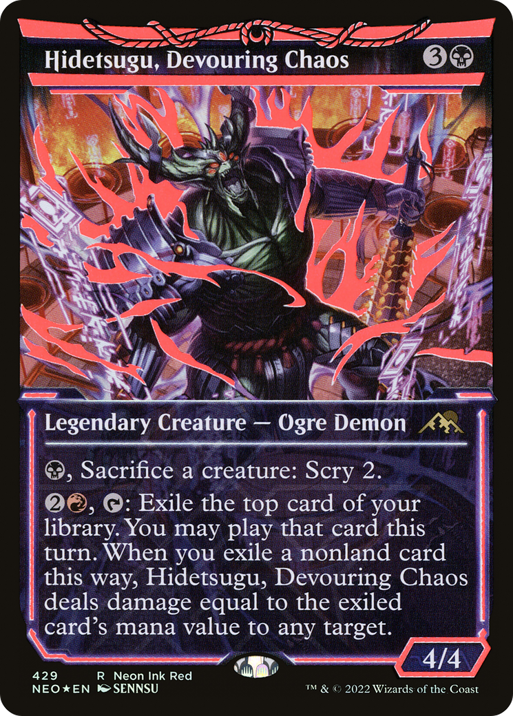 Hidetsugu, Devouring Chaos (NEO-429) - [Kamigawa: Neon Dynasty]: (Showcase) Foil