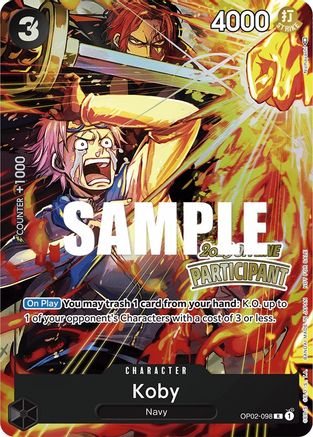 Koby (Offline Regional 2023) [Participant] (OP02-098) - One Piece Promotion Cards