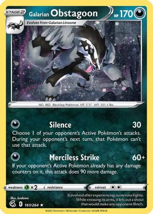 Obstagoon galarien (161/264) (Cosmos Holo) [Épée et bouclier : Fusion Strike] 