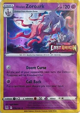 Hisuian Zoroark (076/196) (Tampon d'origine perdue) [Épée et bouclier : Origine perdue] 
