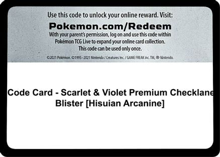 Code Card - Scarlet & Violet Premium Checklane Blister [Hisuian Arcanine] - [SV01 Scarlet & Violet Base Set]
