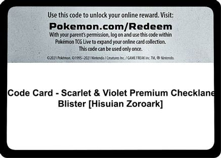Code Card - Scarlet & Violet Premium Checklane Blister [Hisuian Zoroark] - [SV01 Scarlet & Violet Base Set]