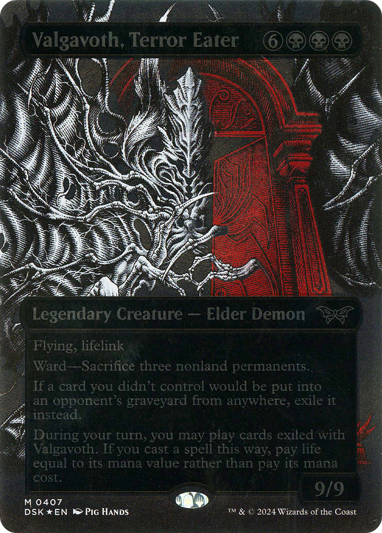 Valgavoth, Terror Eater (DSK-407) - [Duskmourn: House of Horror]: (Showcase) (Borderless) Foil