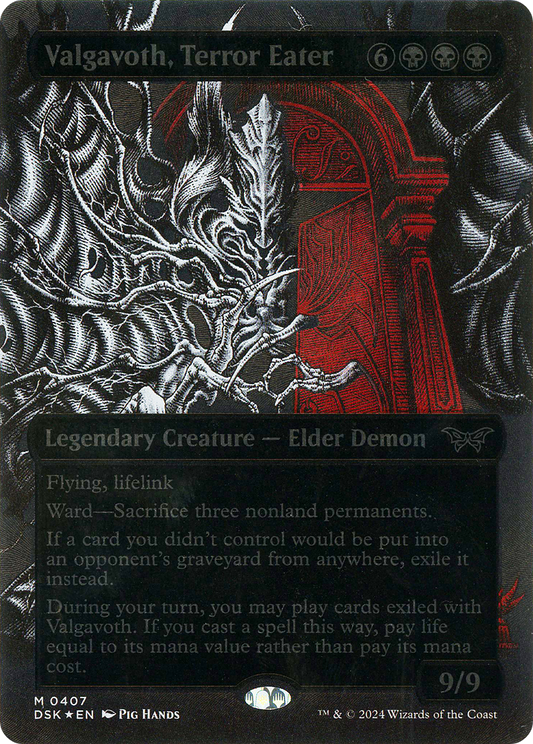 Valgavoth, Terror Eater (DSK-407) - [Duskmourn: House of Horror]: (Showcase) (Borderless) Foil