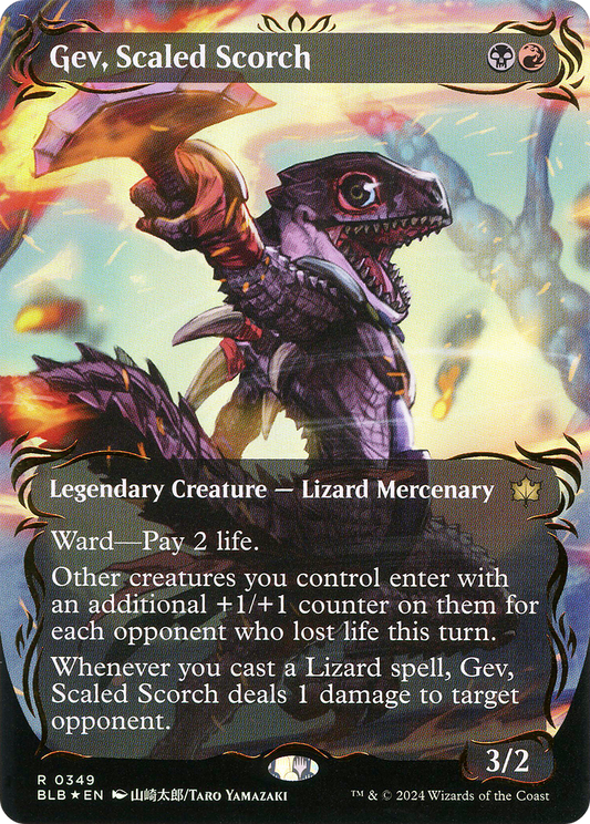Gev, Scaled Scorch (BLB-349) - [Bloomburrow]: (Showcase) (Borderless) Foil