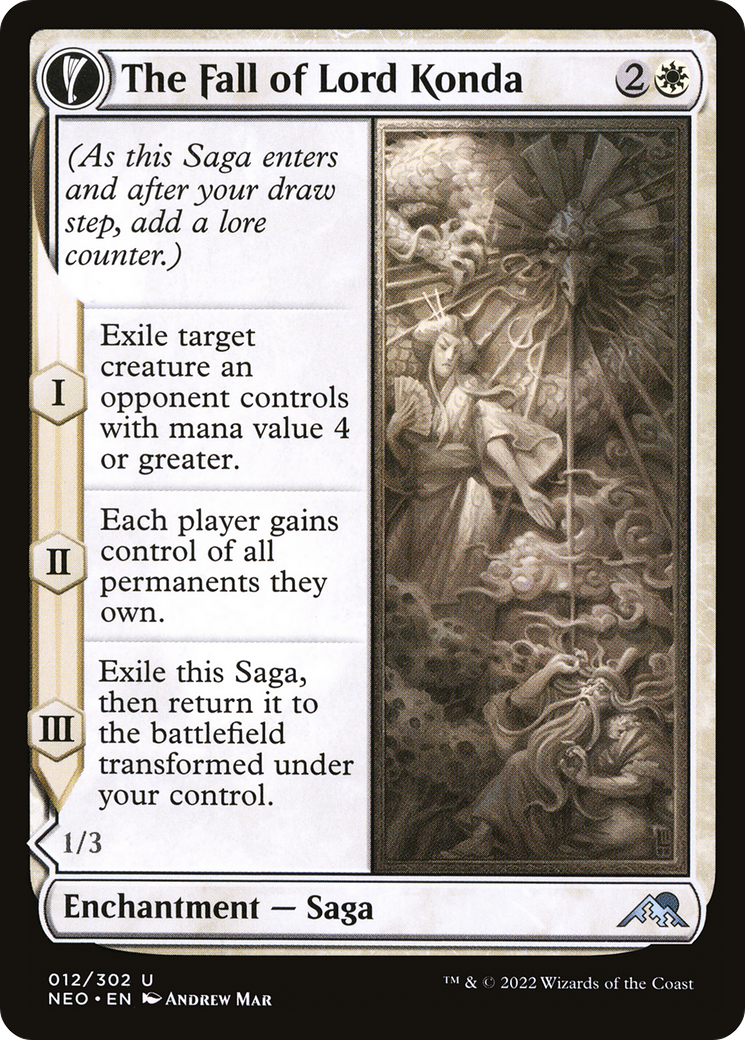 The Fall of Lord Konda // Fragment of Konda (NEO-012) - [Kamigawa: Neon Dynasty]: (fandfc, enchantment) Foil