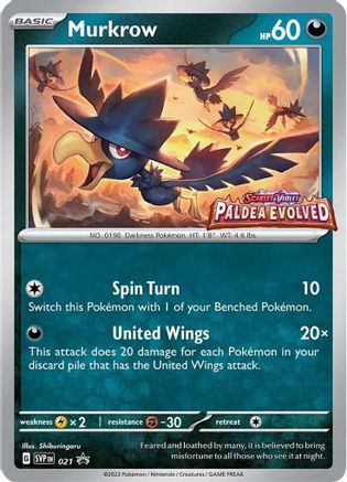 Murkrow - 021 (Prerelease) 21 - [SV Scarlet & Violet Promo Cards] Holofoil