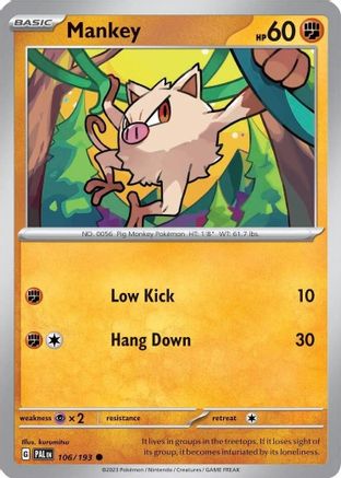 Mankey (106/193) (Cosmos Holo) [Scarlet & Violet: Paldea Evolved]