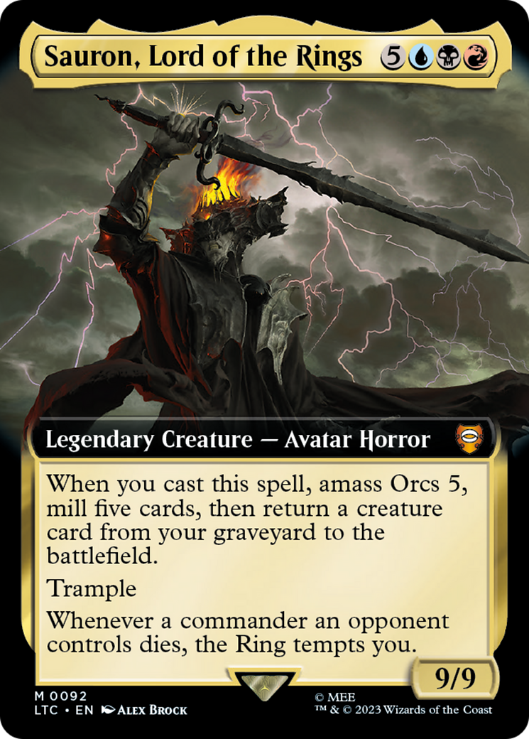 Sauron, Lord of the Rings (LTC-092) - [Tales of Middle-earth Commander]: (Extended Art) Foil