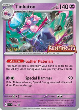 Tinkaton - 020 (Prerelease) [Staff] 20 - [SV Scarlet & Violet Promo Cards] Holofoil