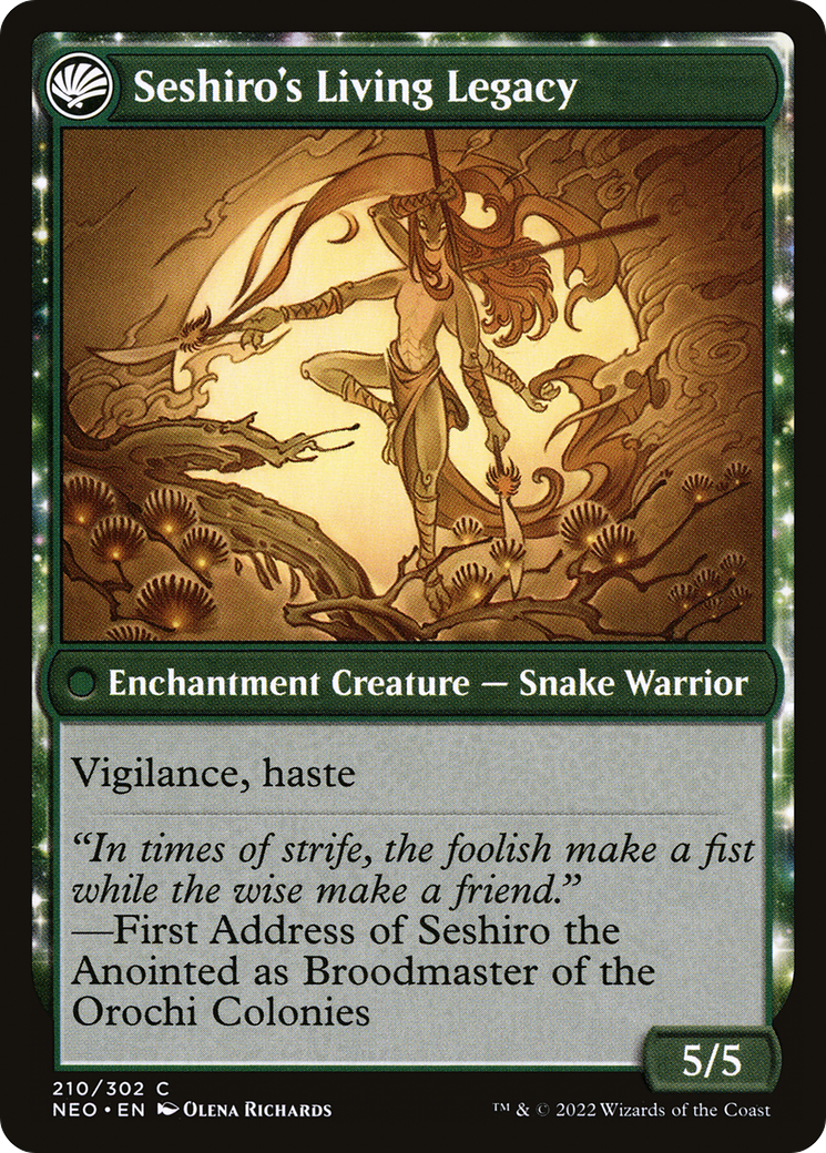 Tales of Master Seshiro // Seshiro's Living Legacy (NEO-210) - [Kamigawa: Neon Dynasty]: (fandfc, enchantment)