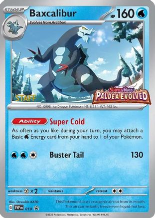 Baxcalibur - 019 (Prerelease) [Staff] 19 - [SV Scarlet & Violet Promo Cards] Holofoil