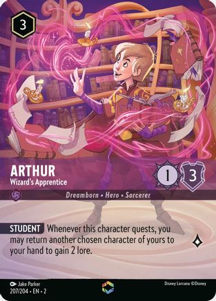 Arthur - Wizard's Apprentice (Enchanted) (207/204) Holofoil - Rise of the Floodborn