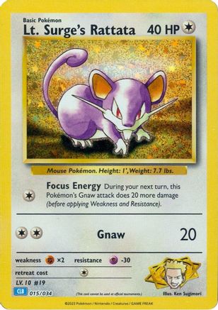 Lt. Surge's Rattata 15 - [Trading Card Game Classic] Holofoil