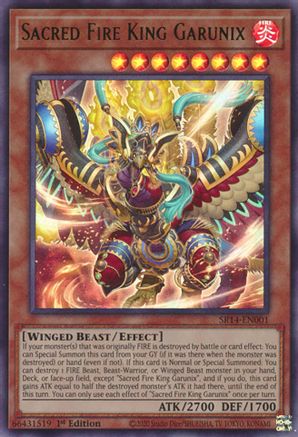 Sacred Fire King Garunix (SR14-EN001) - Structure Deck: Fire Kings 1st Edition
