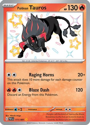 Tauros Paldéen (111/091) [Écarlate et Violet : Destins Paldéens] 