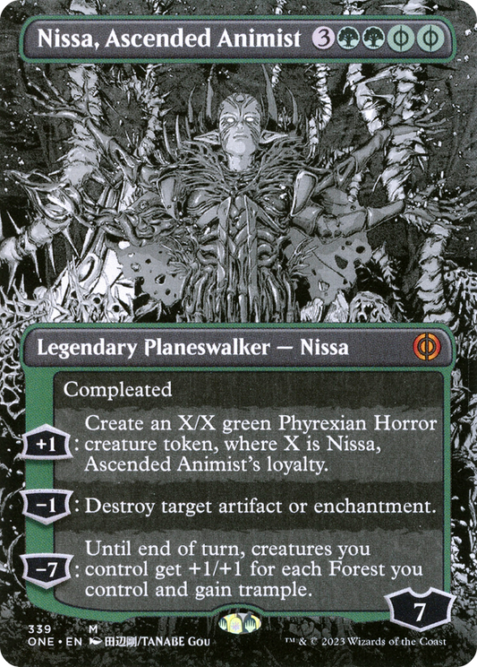 Nissa, Ascended Animist (ONE-339) - [Phyrexia: All Will Be One]: (Showcase) (Borderless) Foil