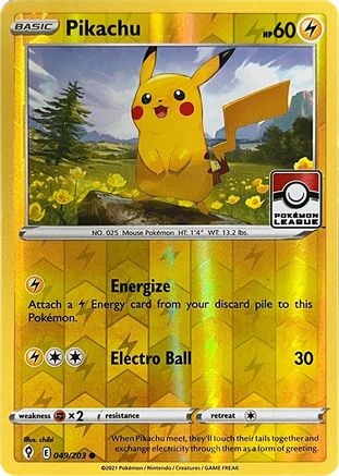 Pikachu - 049/203 (Pokemon League) 49 - [League & Championship Cards] Reverse Holofoil