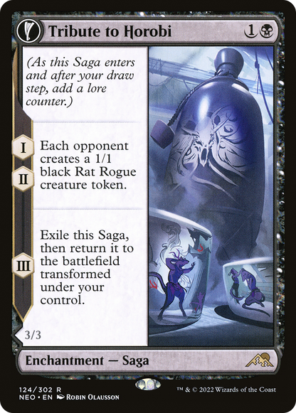 Tribute to Horobi // Echo of Death's Wail (NEO-124) - [Kamigawa: Neon Dynasty]: (fandfc, enchantment) Foil
