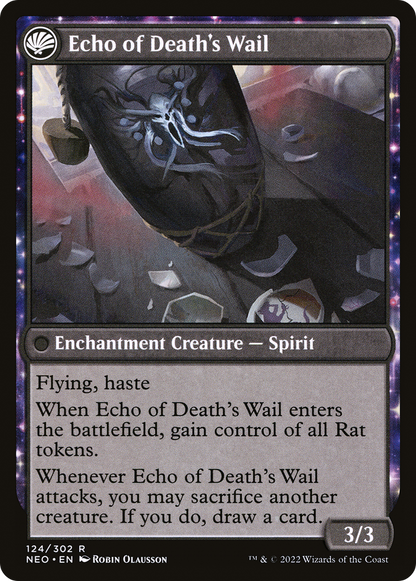 Tribute to Horobi // Echo of Death's Wail (NEO-124) - [Kamigawa: Neon Dynasty]: (fandfc, enchantment) Foil