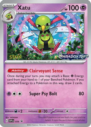 Xatu - 059 (Prerelease) [Staff] 59 - [SV Scarlet & Violet Promo Cards] Holofoil